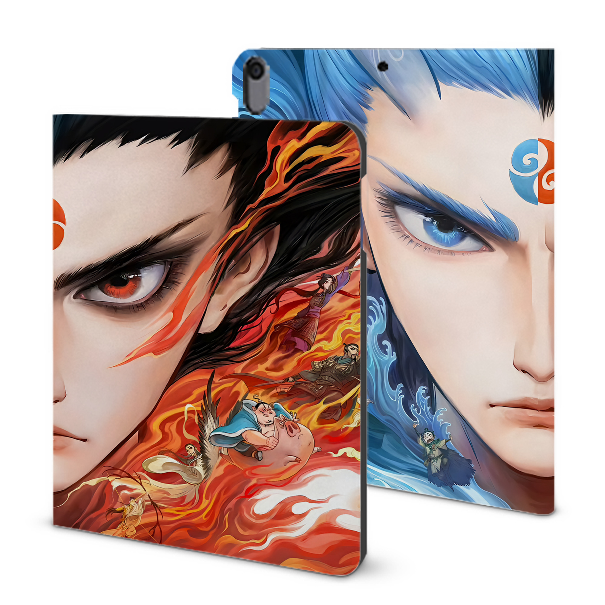 （画像用） Ne Zha 2 ナタ 魔童の大暴れ IPad ケース ブック型 PUレザー TPU 耐衝撃 軽量 薄型 ペン収納なし 全面保護 IPad 各モデル対応